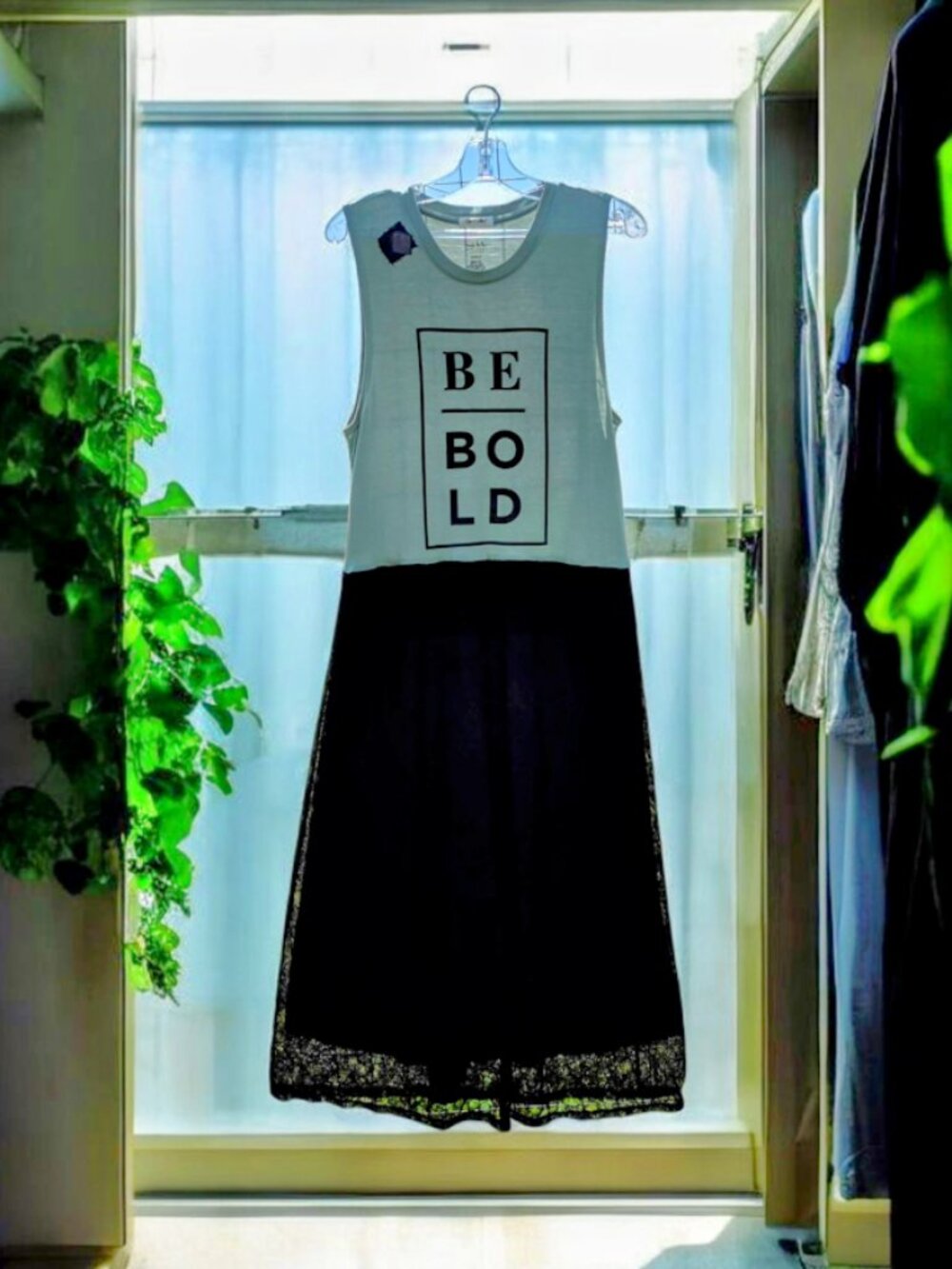Upcycled Be Bold Black Lace Tank Dress S